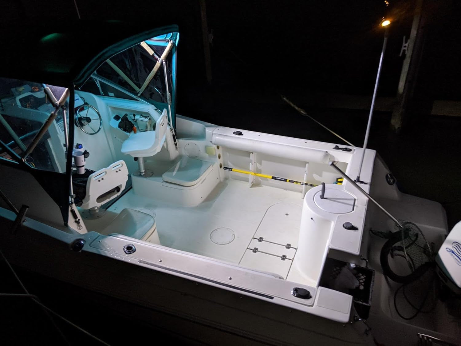 Boat Lights for Night Fishing, Adhesive Install Boat Deck Light, Interior Light, Flood and Spreader Lights for Pontoon Boats Bass Boats Kayak, White