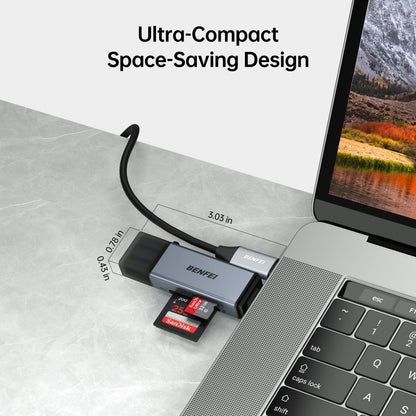 SD Card Reader, USB C to SD Micro SD Card Memory Card Adapter Dual Slot