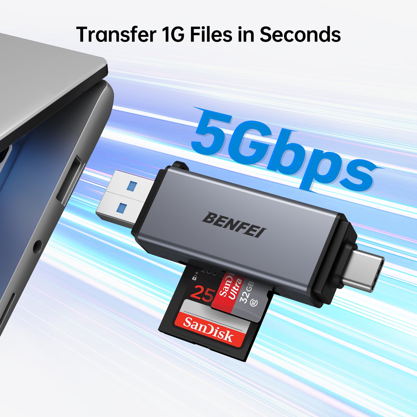 SD Card Reader, USB C to SD Micro SD Card Memory Card Adapter Dual Slot