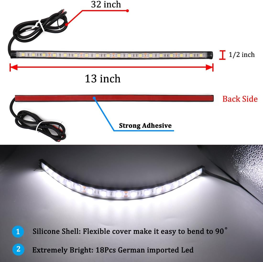 Boat Lights for Night Fishing, Adhesive Install Boat Deck Light, Interior Light, Flood and Spreader Lights for Pontoon Boats Bass Boats Kayak, White