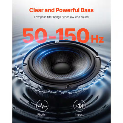 8 In. 240W Underseat Car Subwoofer, Slim Powered Car Subwoofers under the Seat, Low Profile Audio Sub Built-In Amplifier