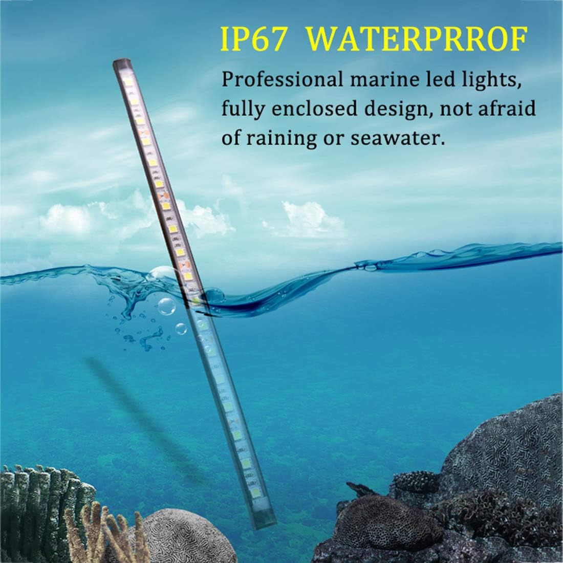 Boat Lights for Night Fishing, Adhesive Install Boat Deck Light, Interior Light, Flood and Spreader Lights for Pontoon Boats Bass Boats Kayak, White