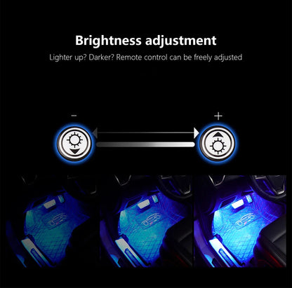 4-Piece Usb-Powered Car Interior LED Strip Lights with Remote Control and Music Sync for Ambient under Dash Lighting