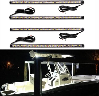 Boat Lights for Night Fishing, Adhesive Install Boat Deck Light, Interior Light, Flood and Spreader Lights for Pontoon Boats Bass Boats Kayak, White