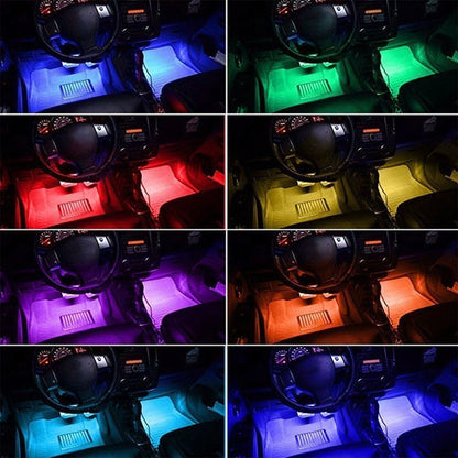 4-Piece Usb-Powered Car Interior LED Strip Lights with Remote Control and Music Sync for Ambient under Dash Lighting