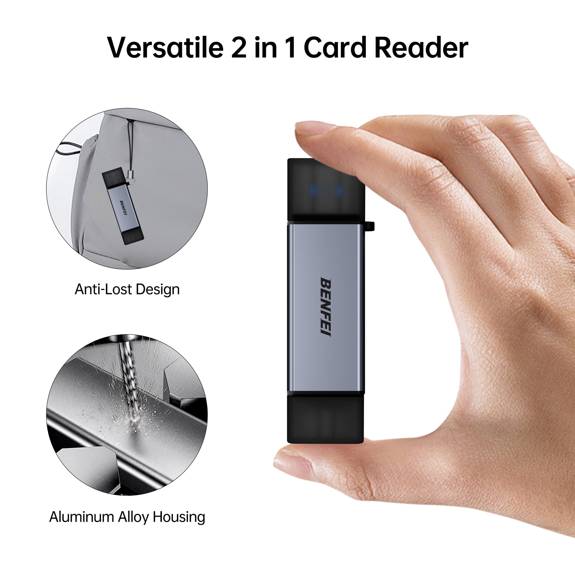 SD Card Reader, USB C to SD Micro SD Card Memory Card Adapter Dual Slot