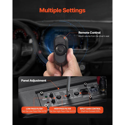 8 In. 240W Underseat Car Subwoofer, Slim Powered Car Subwoofers under the Seat, Low Profile Audio Sub Built-In Amplifier